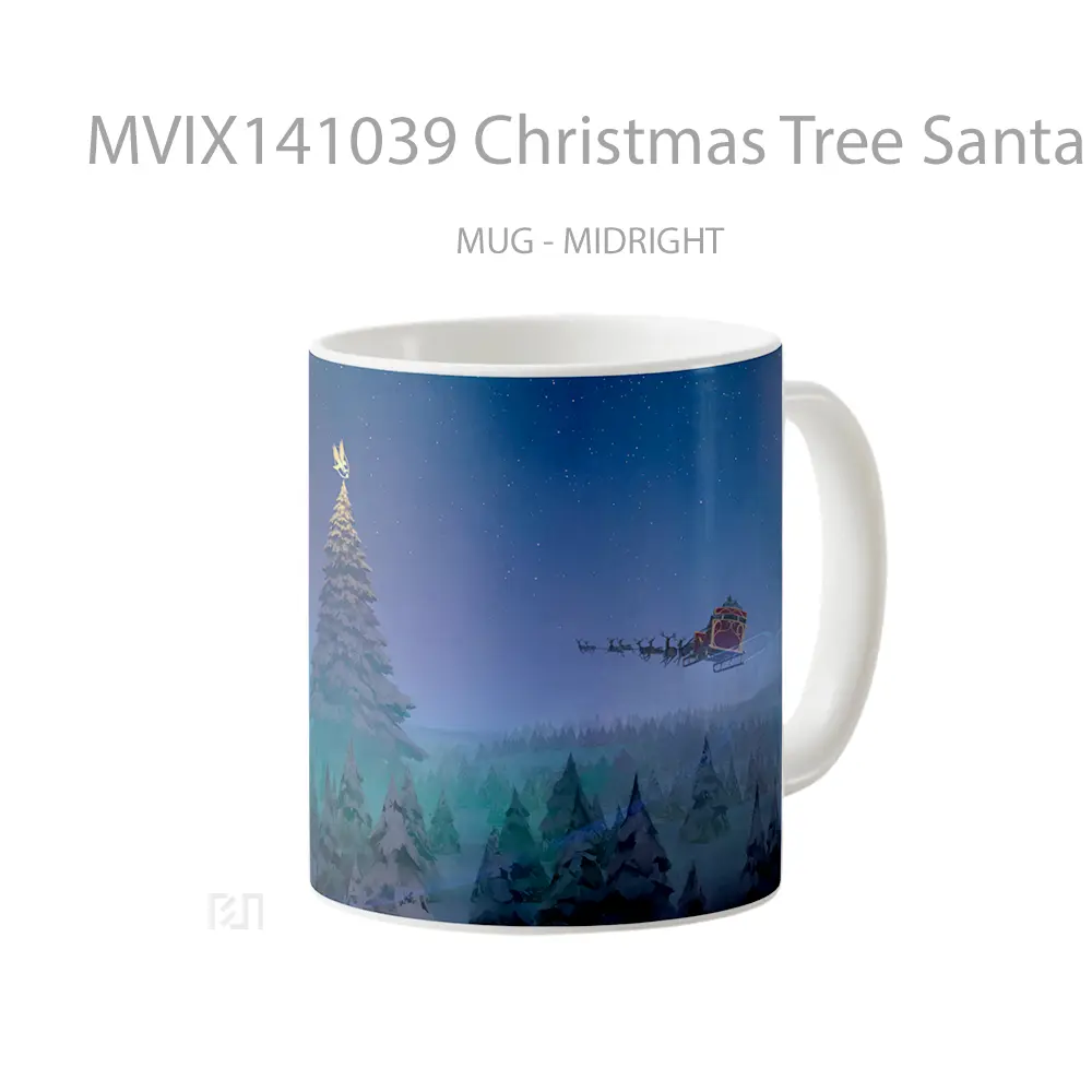 Mug Christmas Tree Santa Claus Sleigh Christmass Gelas Keramik Unik - All-side / Desain