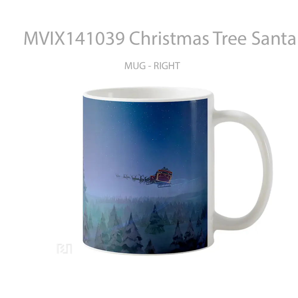 Mug Christmas Tree Santa Claus Sleigh Christmass Gelas Keramik Unik - All-side / Desain