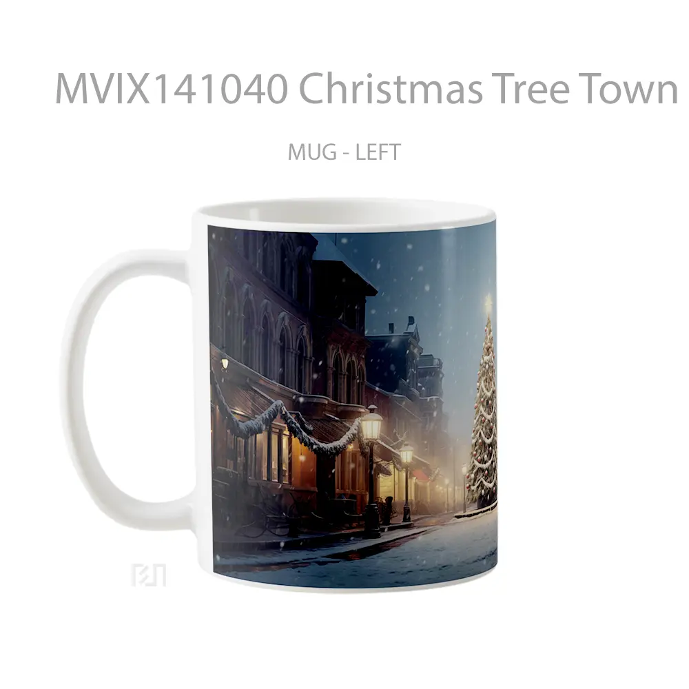 Mug Christmas Tree Town Gelas Keramik Unik - All-side / Desain
