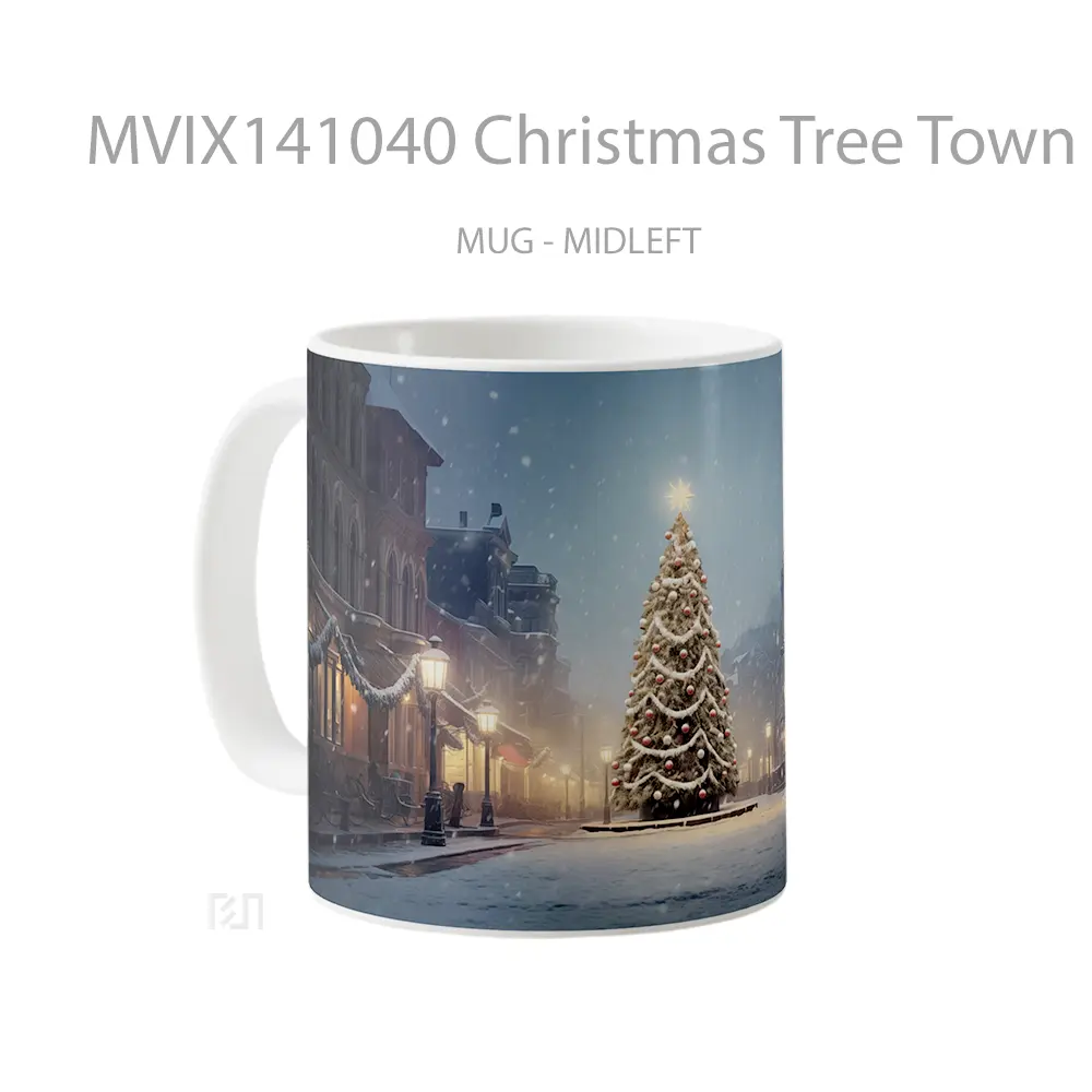 Mug Christmas Tree Town Gelas Keramik Unik - All-side / Desain