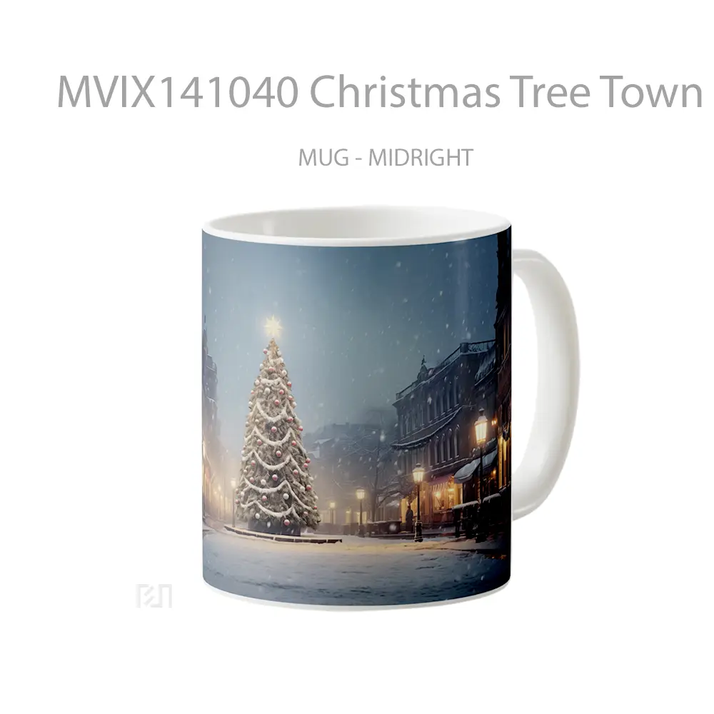 Mug Christmas Tree Town Gelas Keramik Unik - All-side / Desain
