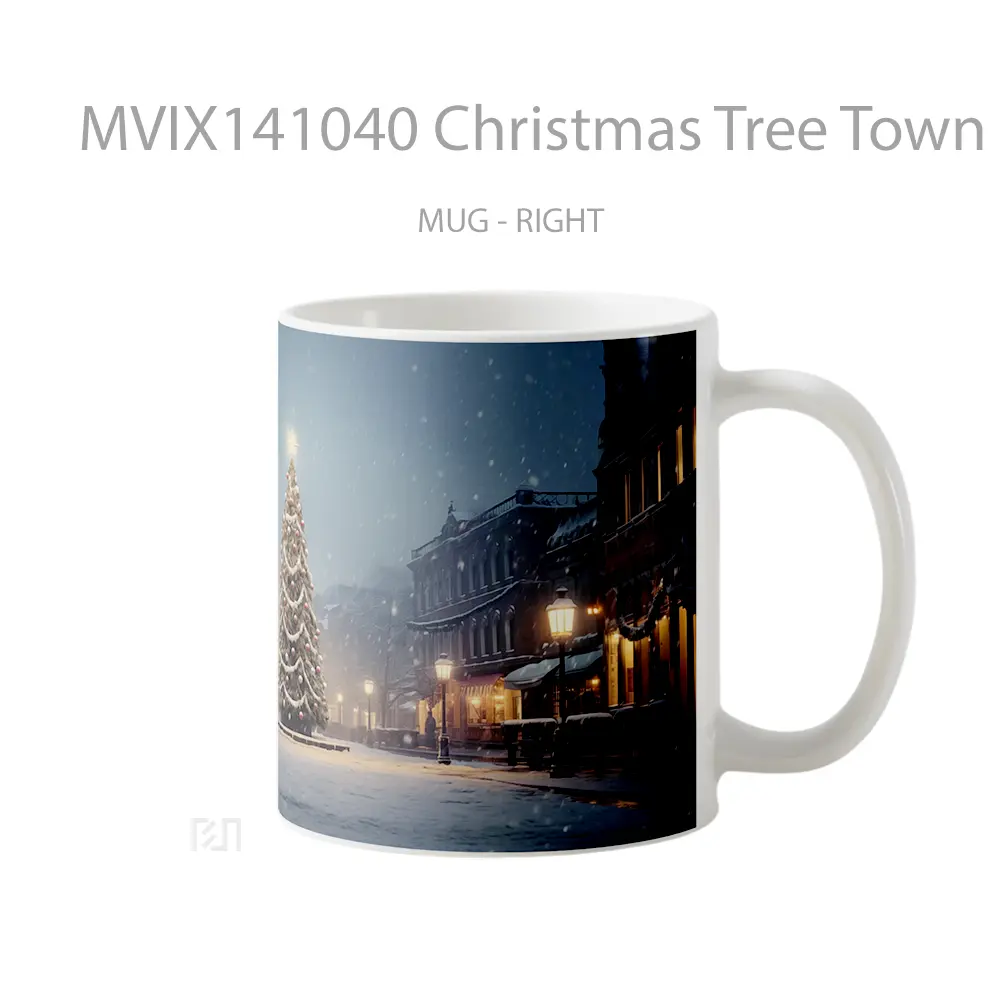 Mug Christmas Tree Town Gelas Keramik Unik - All-side / Desain