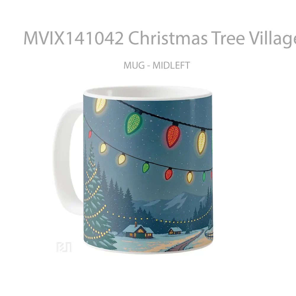 Mug Christmas Tree Village Winter Sno Gelas Keramik Unik - All-side / Desain