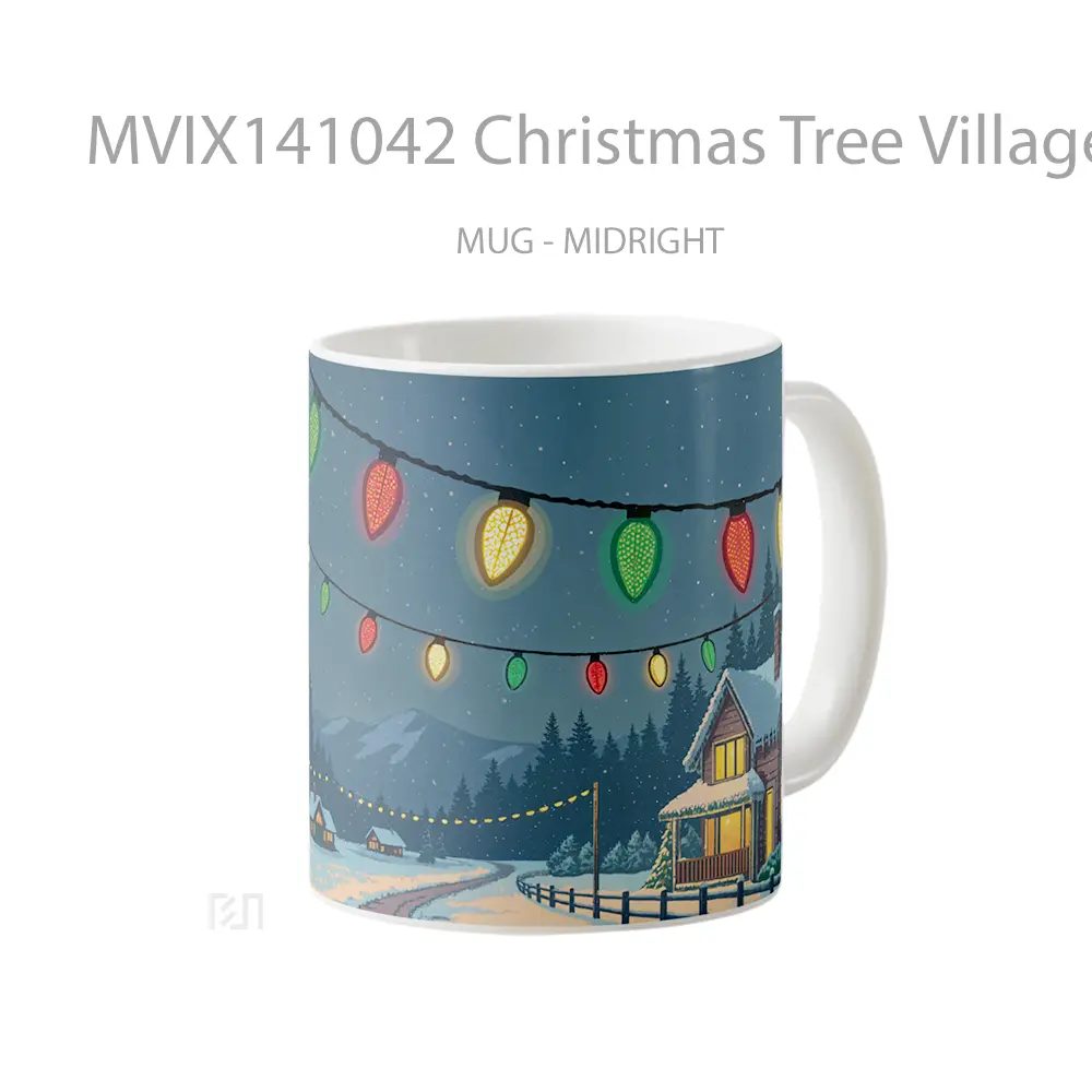 Mug Christmas Tree Village Winter Sno Gelas Keramik Unik - All-side / Desain