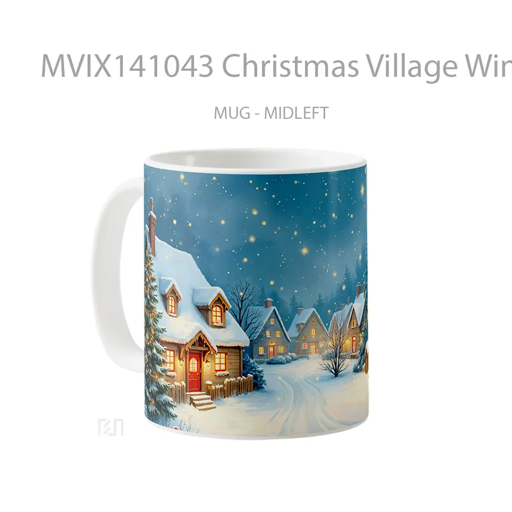 Mug Christmas Village Winter Sno Gelas Keramik Unik - All-side / Desain
