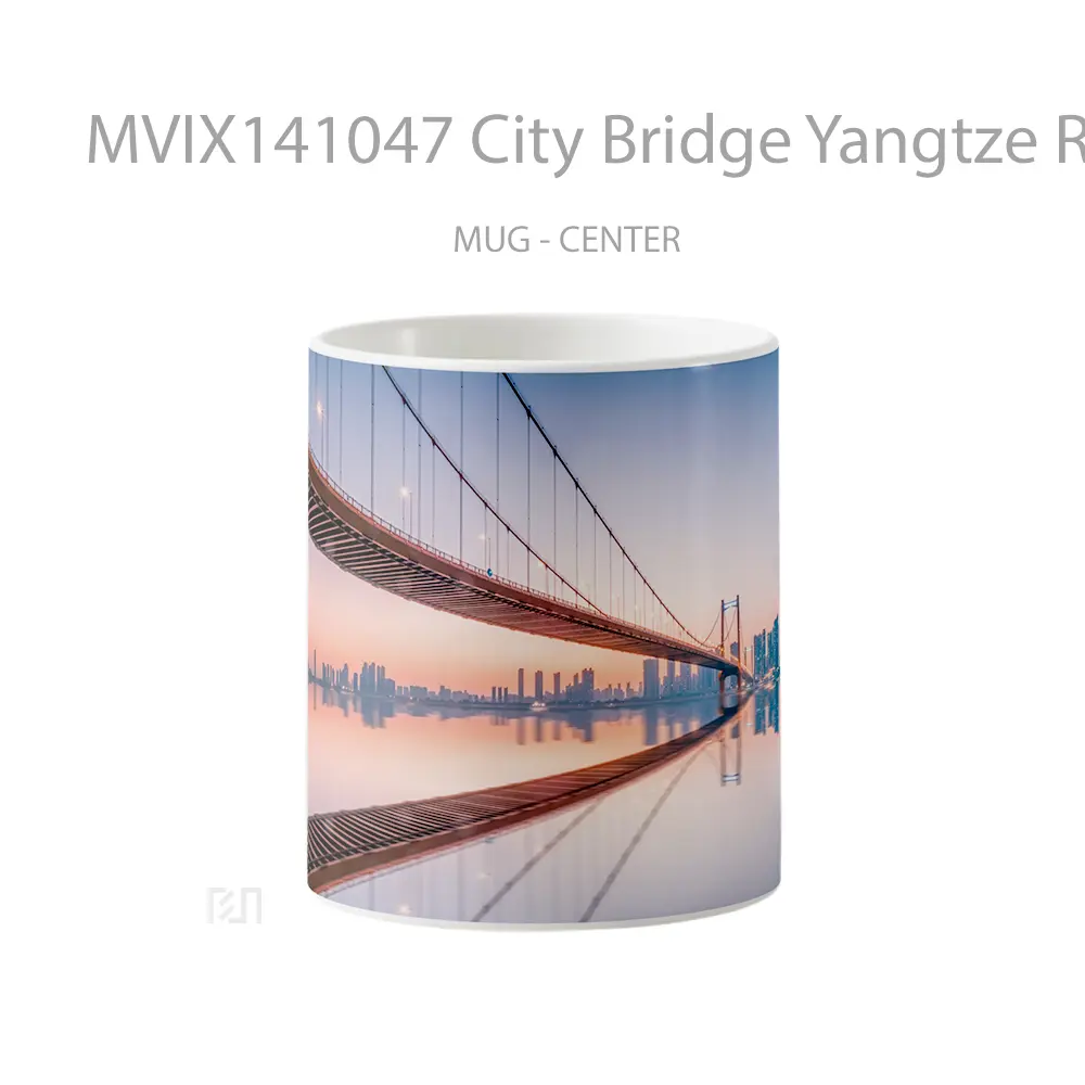 Mug City Bridge Yangtze River Scener Gelas Keramik Unik