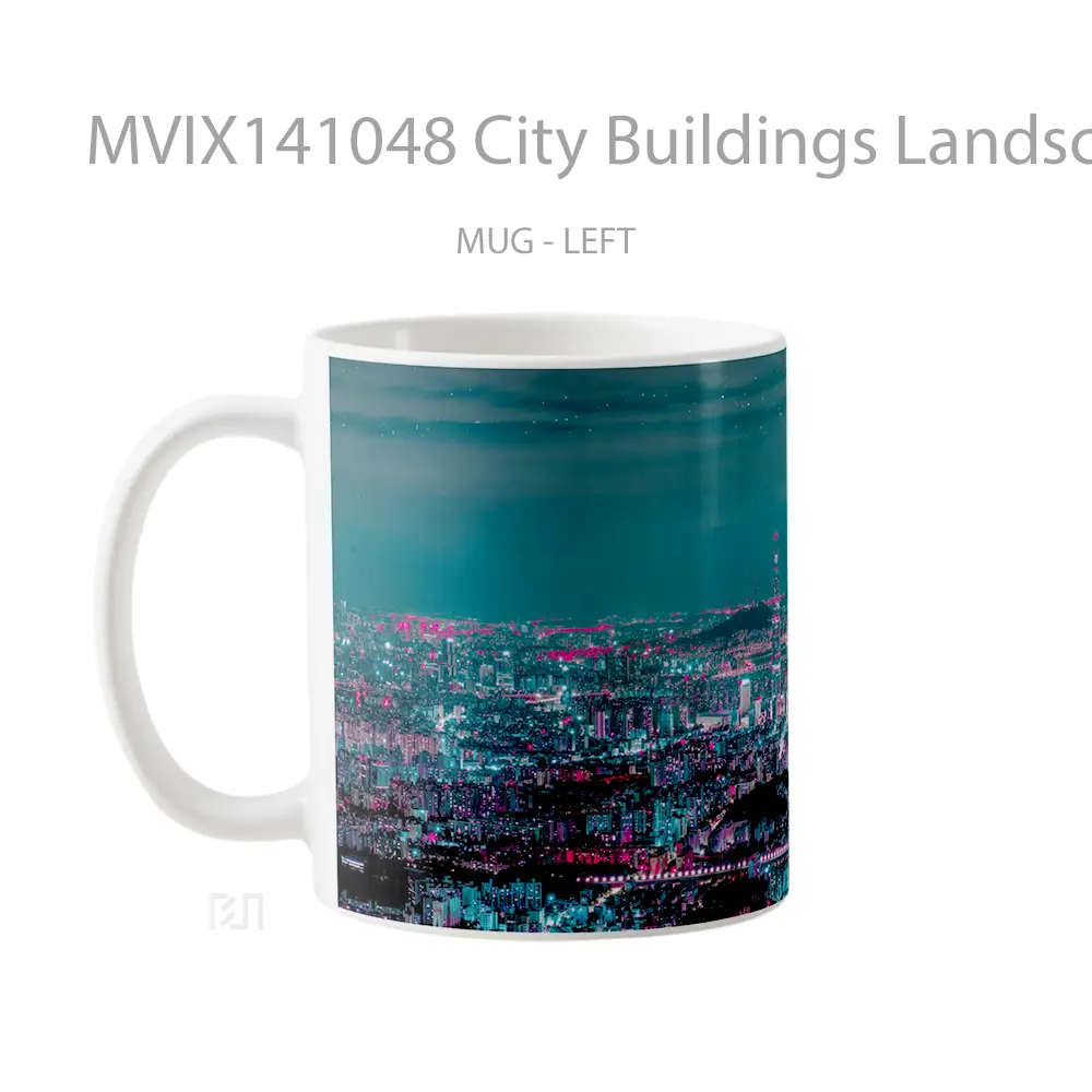 Mug City Buildings Landscape Night Scenery Gelas Keramik Unik - All-side / Desain