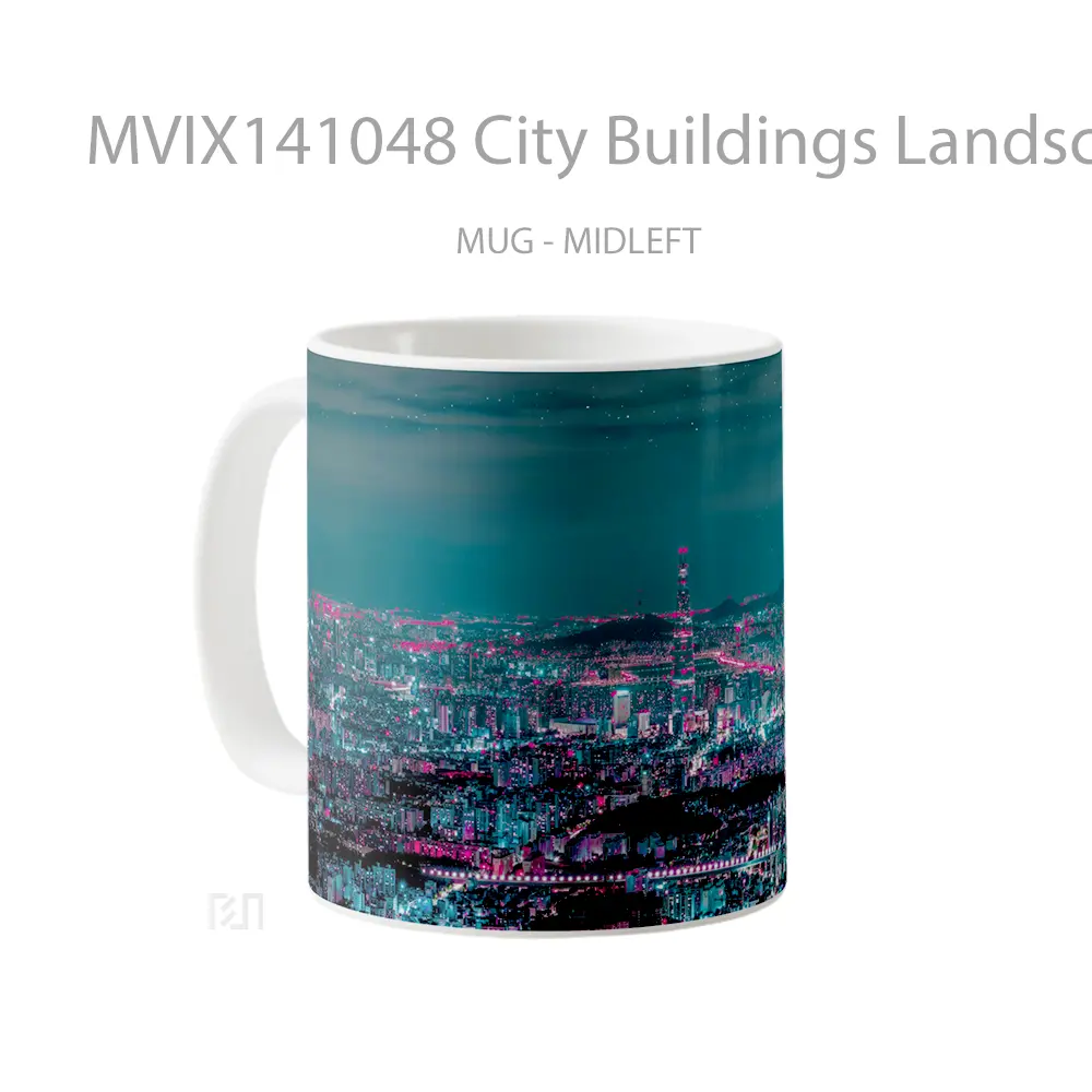 Mug City Buildings Landscape Night Scenery Gelas Keramik Unik - All-side / Desain