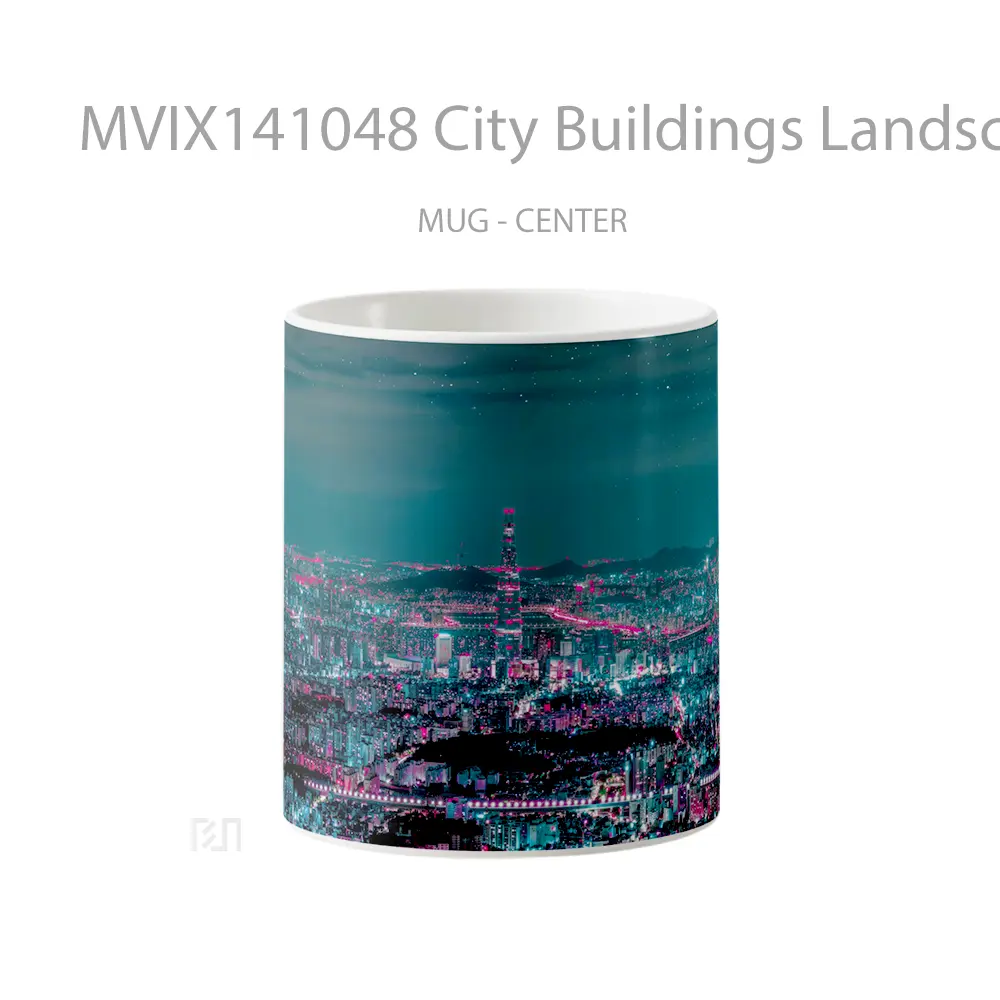 Mug City Buildings Landscape Night Scenery Gelas Keramik Unik