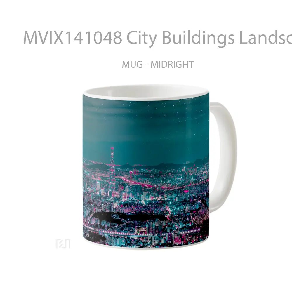 Mug City Buildings Landscape Night Scenery Gelas Keramik Unik - All-side / Desain