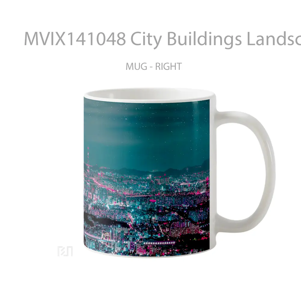 Mug City Buildings Landscape Night Scenery Gelas Keramik Unik - All-side / Desain