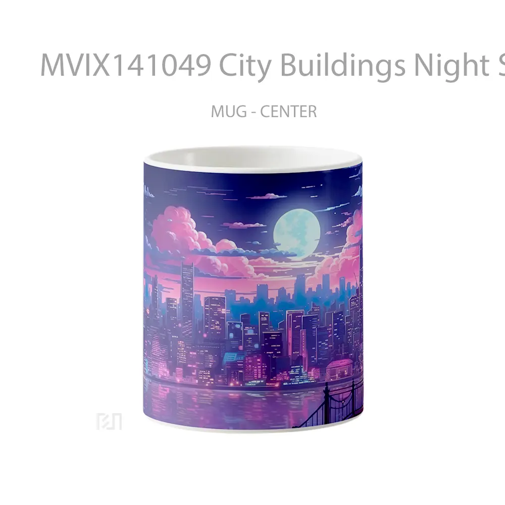 Mug City Buildings Night Sky Cityscape Scenery Digital Art Gelas Pemandangan Alam