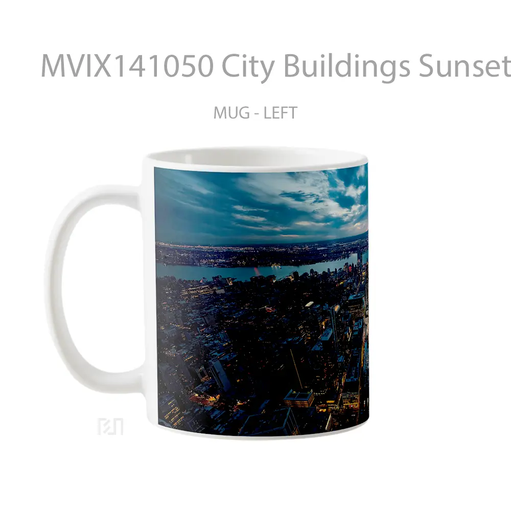 Mug City Buildings Sunset Aerial View Scenery Gelas Pemandangan Alam - All-side / Desain