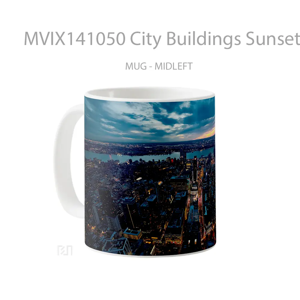 Mug City Buildings Sunset Aerial View Scenery Gelas Pemandangan Alam - All-side / Desain