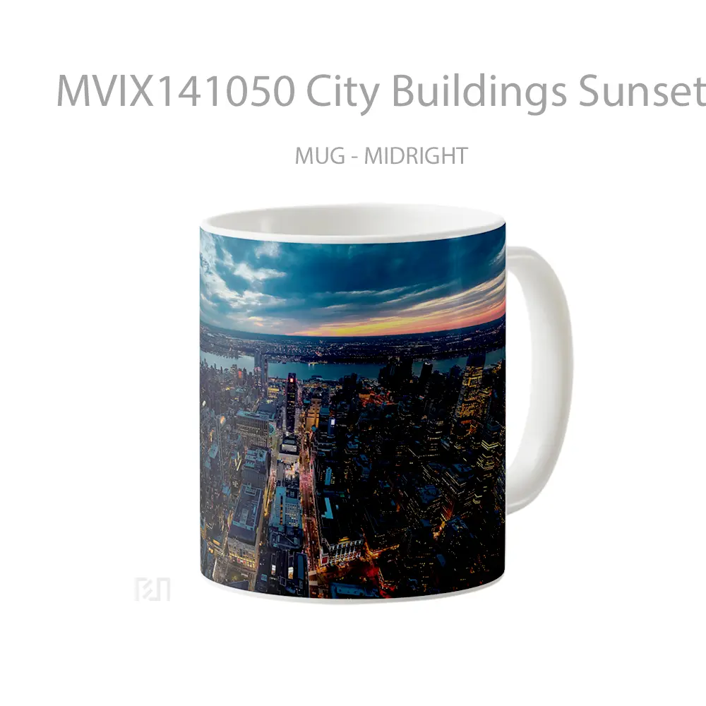 Mug City Buildings Sunset Aerial View Scenery Gelas Pemandangan Alam - All-side / Desain