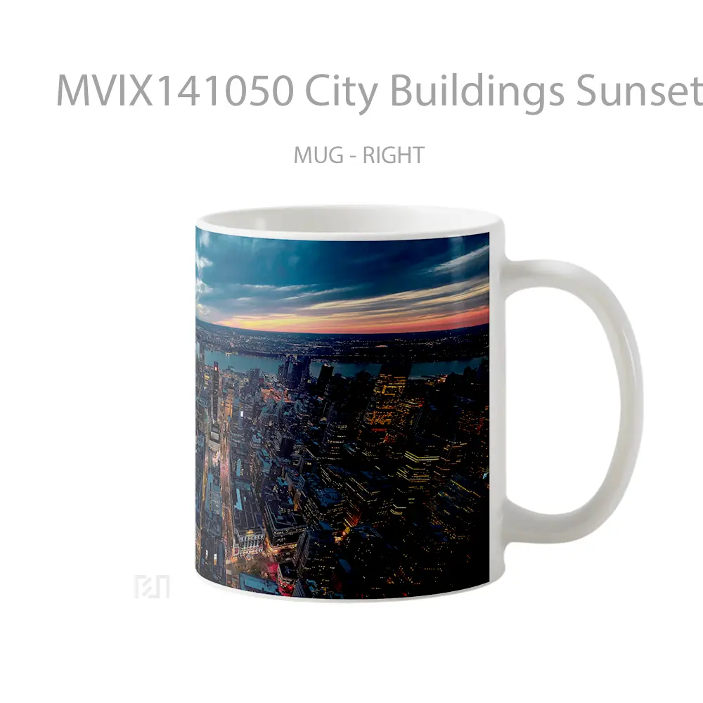 Mug City Buildings Sunset Aerial View Scenery Gelas Pemandangan Alam - All-side / Desain