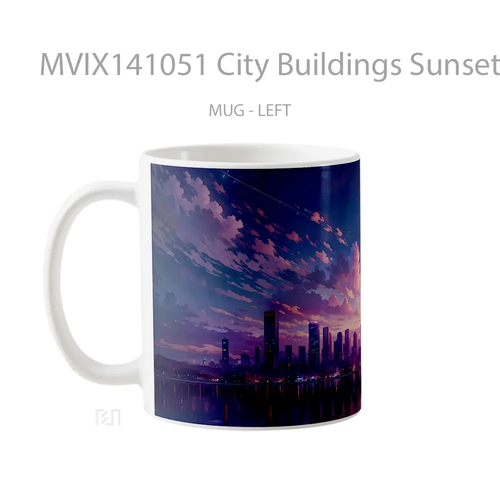 Mug City Buildings Sunset Scenery Gelas Pemandangan Alam - All-side / Desain