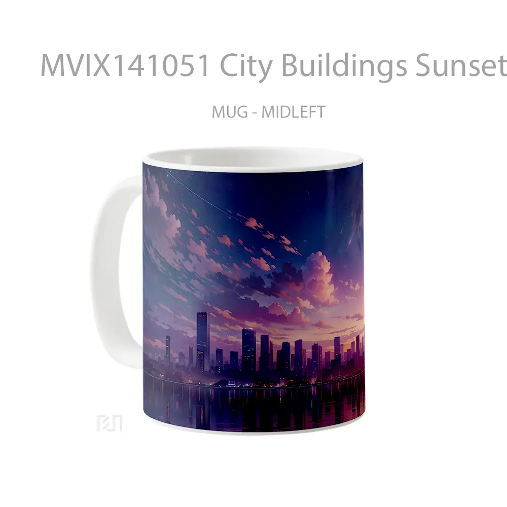 Mug City Buildings Sunset Scenery Gelas Pemandangan Alam - All-side / Desain