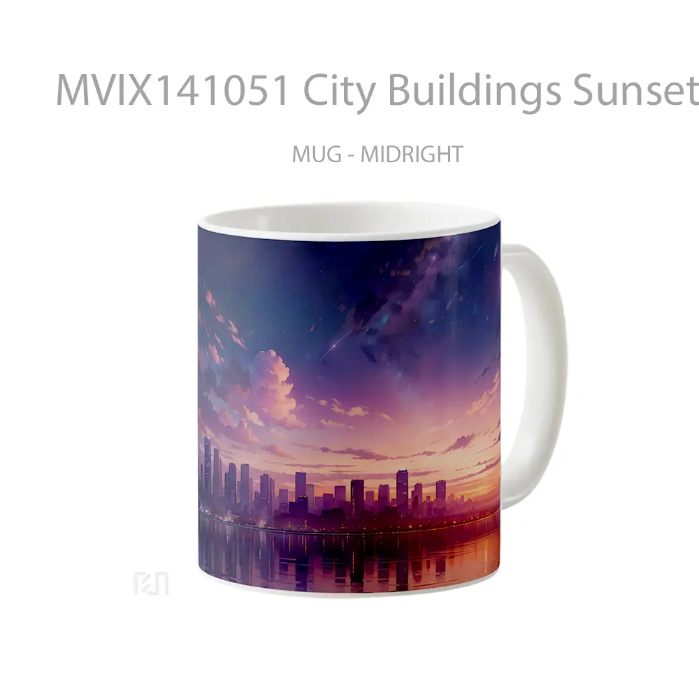 Mug City Buildings Sunset Scenery Gelas Pemandangan Alam - All-side / Desain