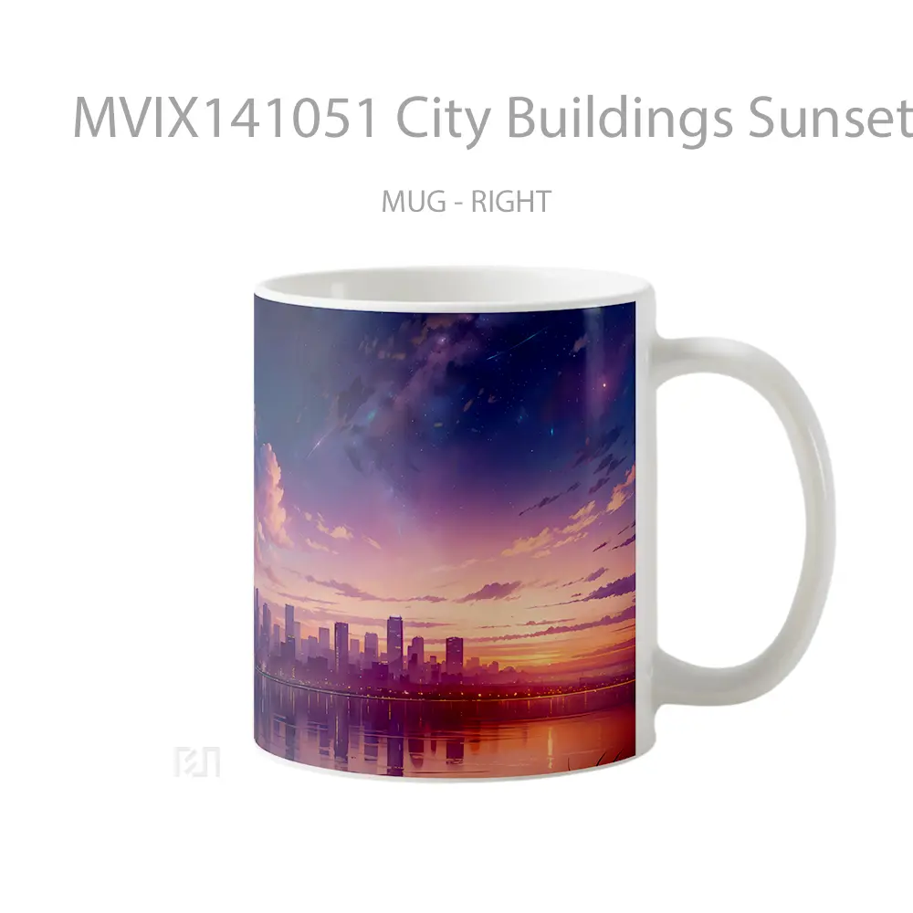 Mug City Buildings Sunset Scenery Gelas Pemandangan Alam - All-side / Desain