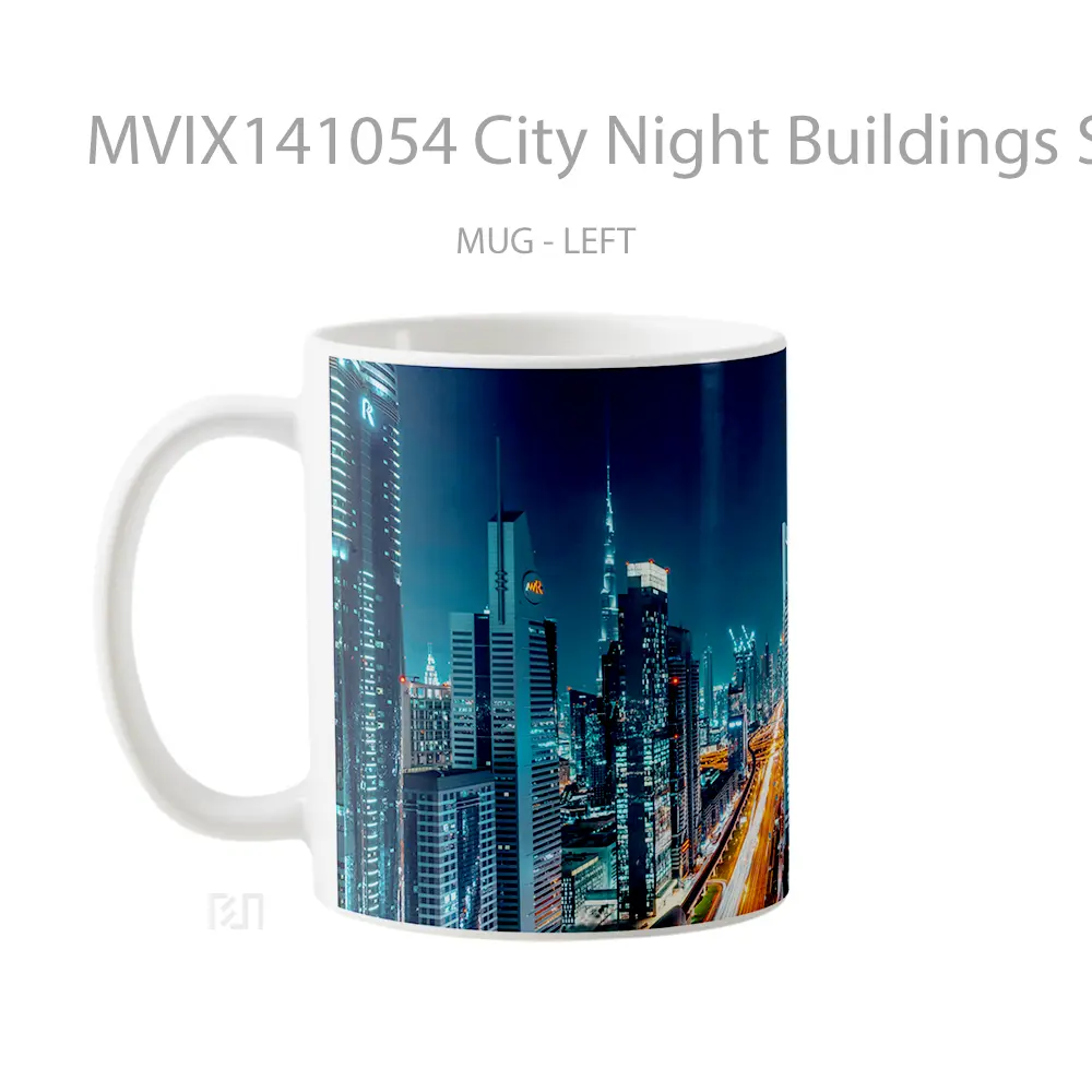 Mug City Night Buildings Scenery Gelas Keramik Unik - All-side / Desain