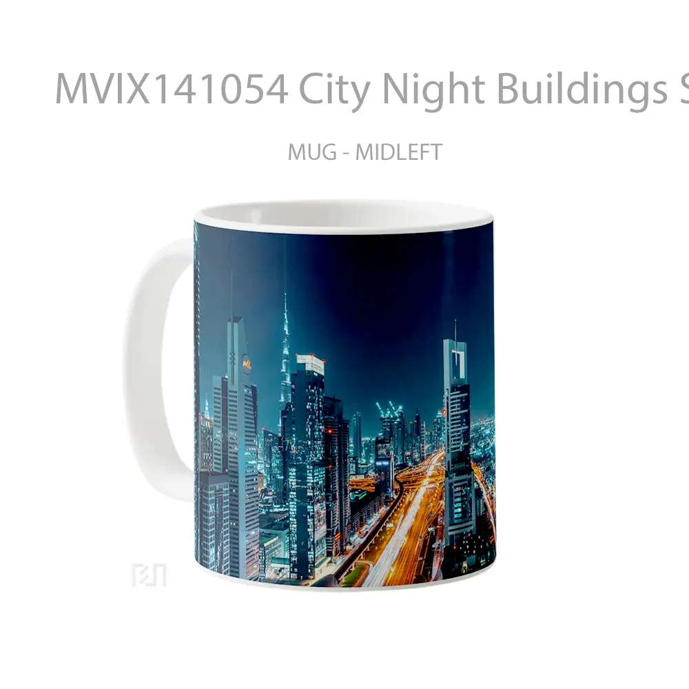 Mug City Night Buildings Scenery Gelas Keramik Unik - All-side / Desain