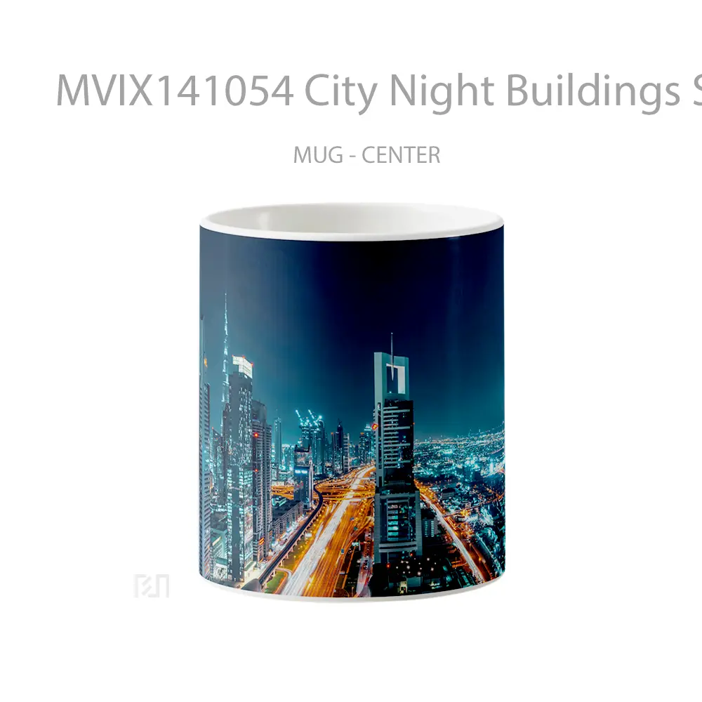 Mug City Night Buildings Scenery Gelas Keramik Unik