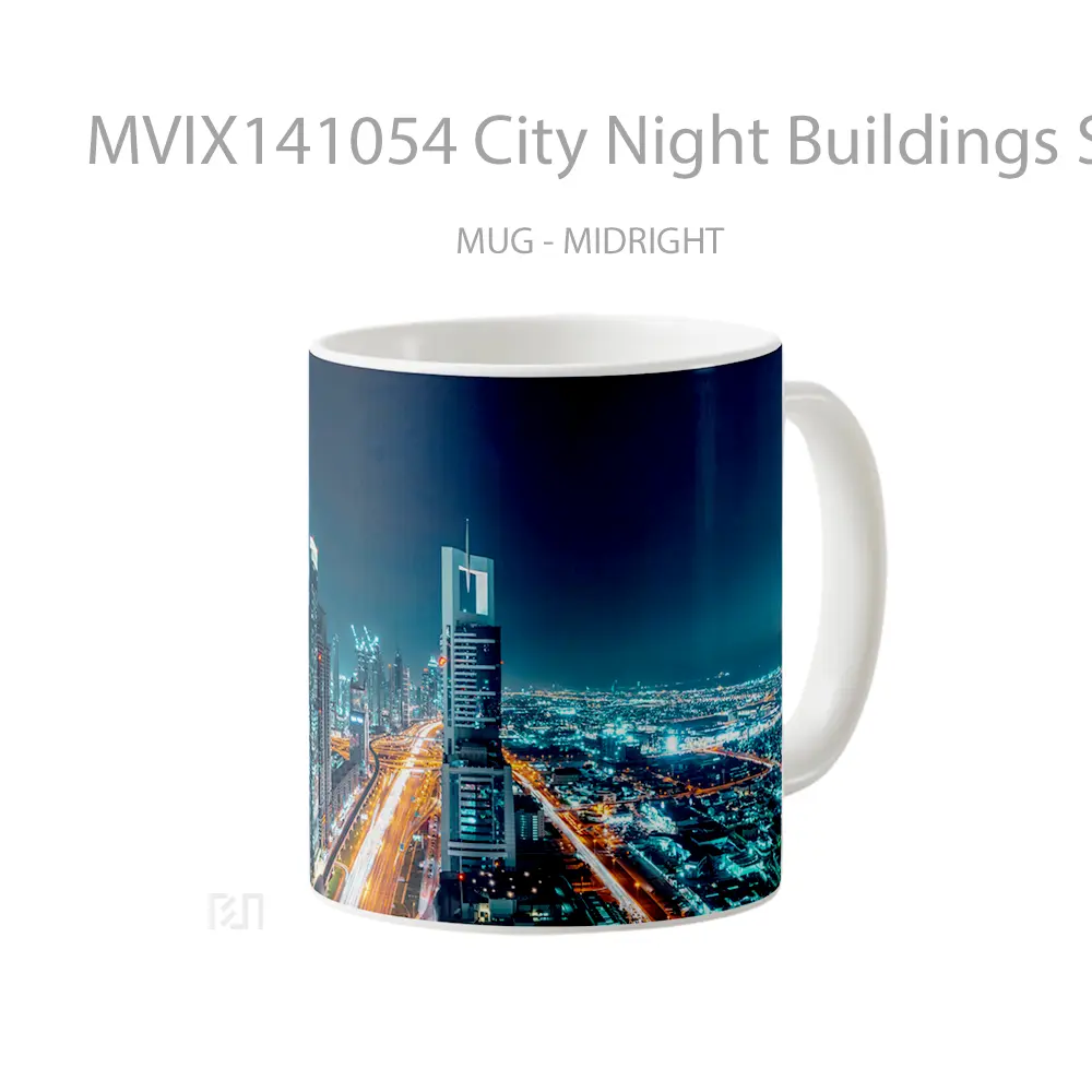 Mug City Night Buildings Scenery Gelas Keramik Unik - All-side / Desain