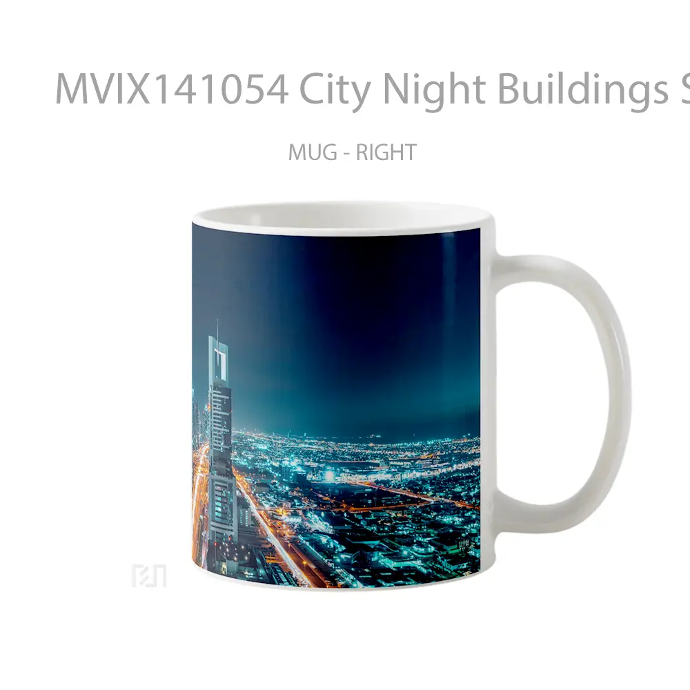 Mug City Night Buildings Scenery Gelas Keramik Unik - All-side / Desain