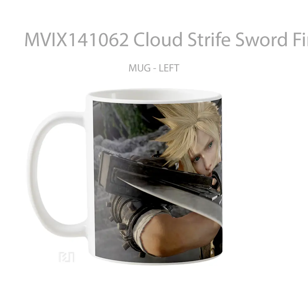 Mug Cloud Strife Sword Final Fantasy 7 Remake Rebirth Gelas Pemandangan Alam - All-side / Desain