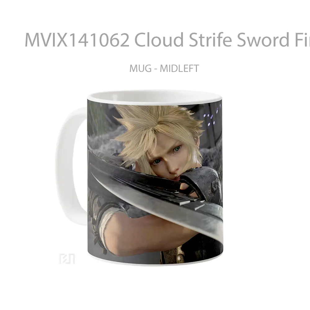 Mug Cloud Strife Sword Final Fantasy 7 Remake Rebirth Gelas Pemandangan Alam - All-side / Desain