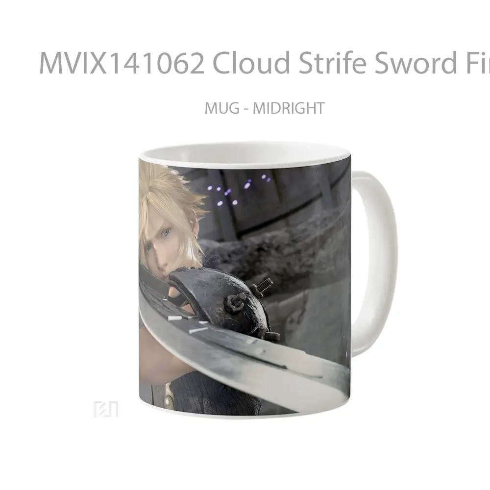 Mug Cloud Strife Sword Final Fantasy 7 Remake Rebirth Gelas Pemandangan Alam - All-side / Desain