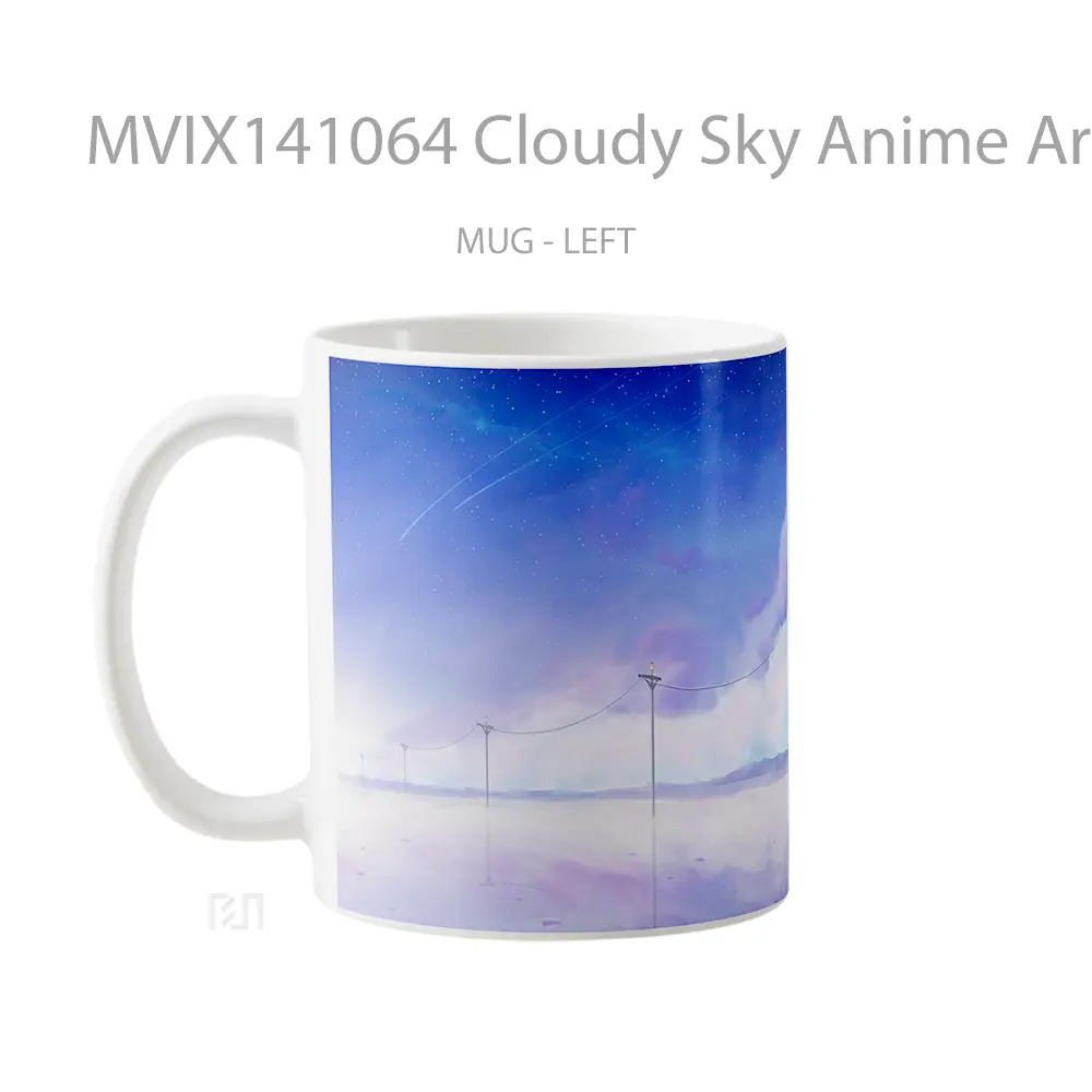 Mug Cloudy Sky Anime Art Illustration Reflection Scenery Cangkir Anime - All-side / Desain