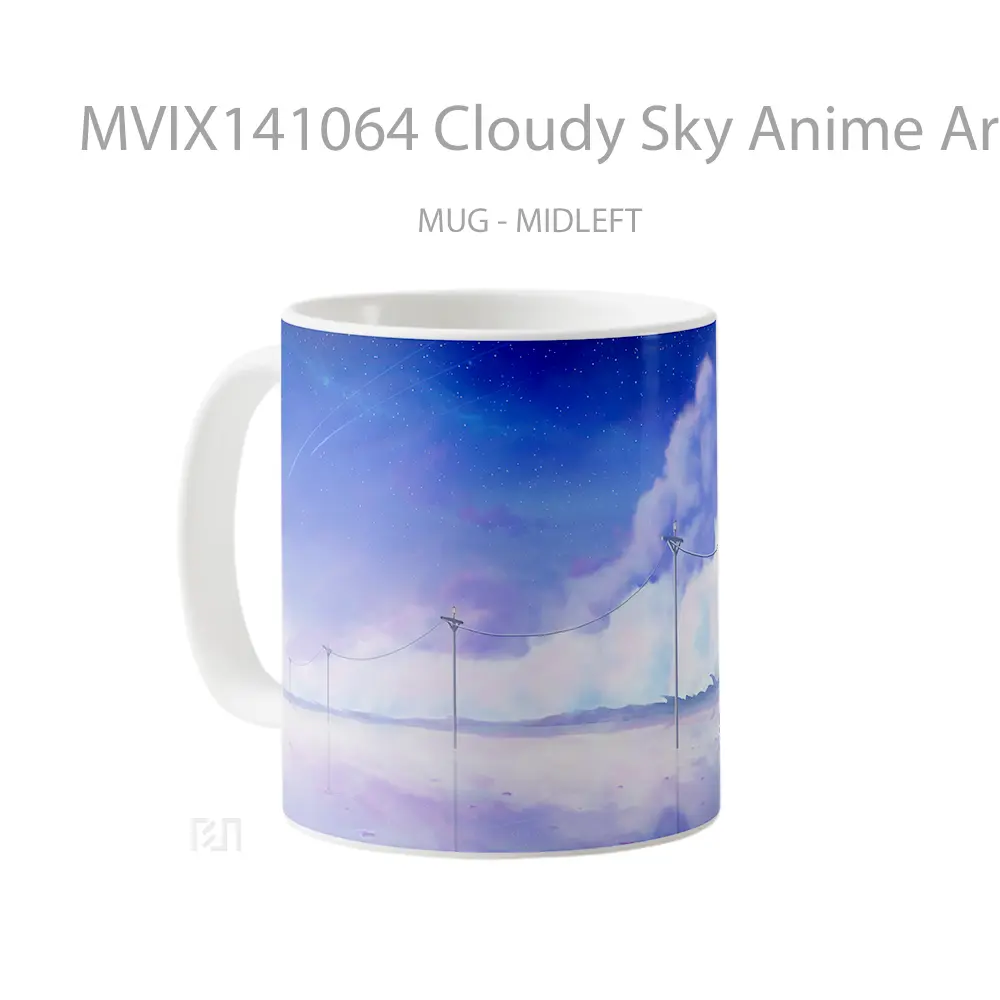 Mug Cloudy Sky Anime Art Illustration Reflection Scenery Cangkir Anime - All-side / Desain