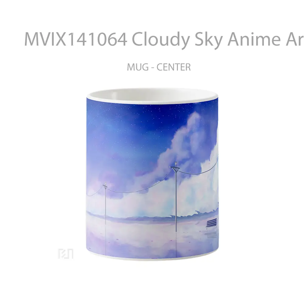 Mug Cloudy Sky Anime Art Illustration Reflection Scenery Cangkir Anime
