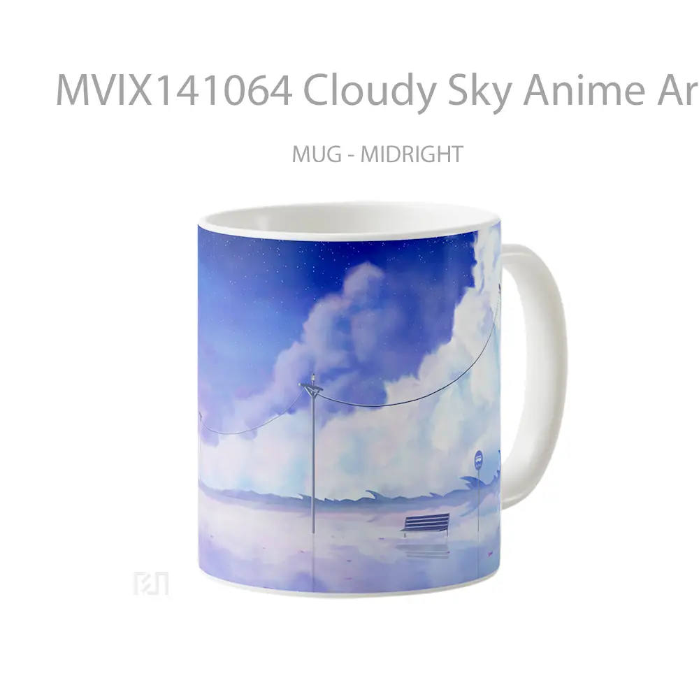 Mug Cloudy Sky Anime Art Illustration Reflection Scenery Cangkir Anime - All-side / Desain