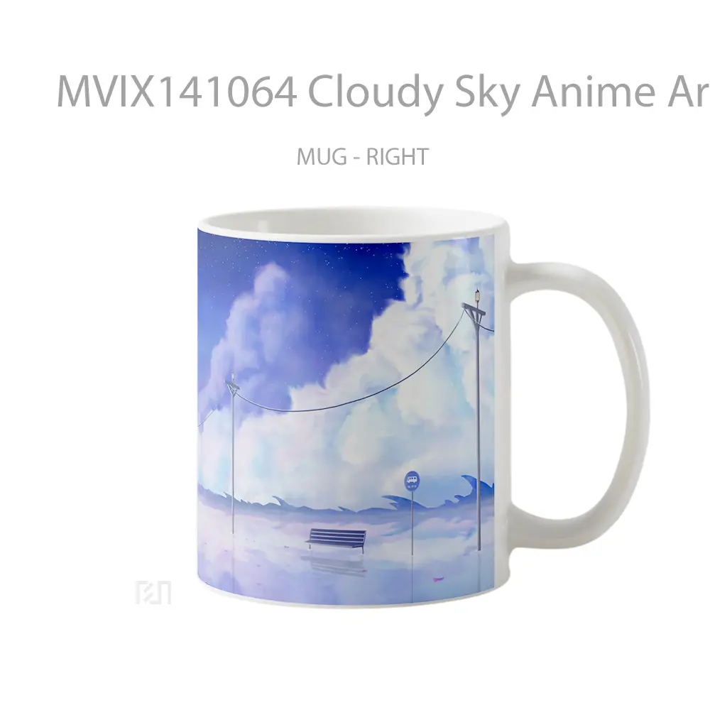 Mug Cloudy Sky Anime Art Illustration Reflection Scenery Cangkir Anime - All-side / Desain