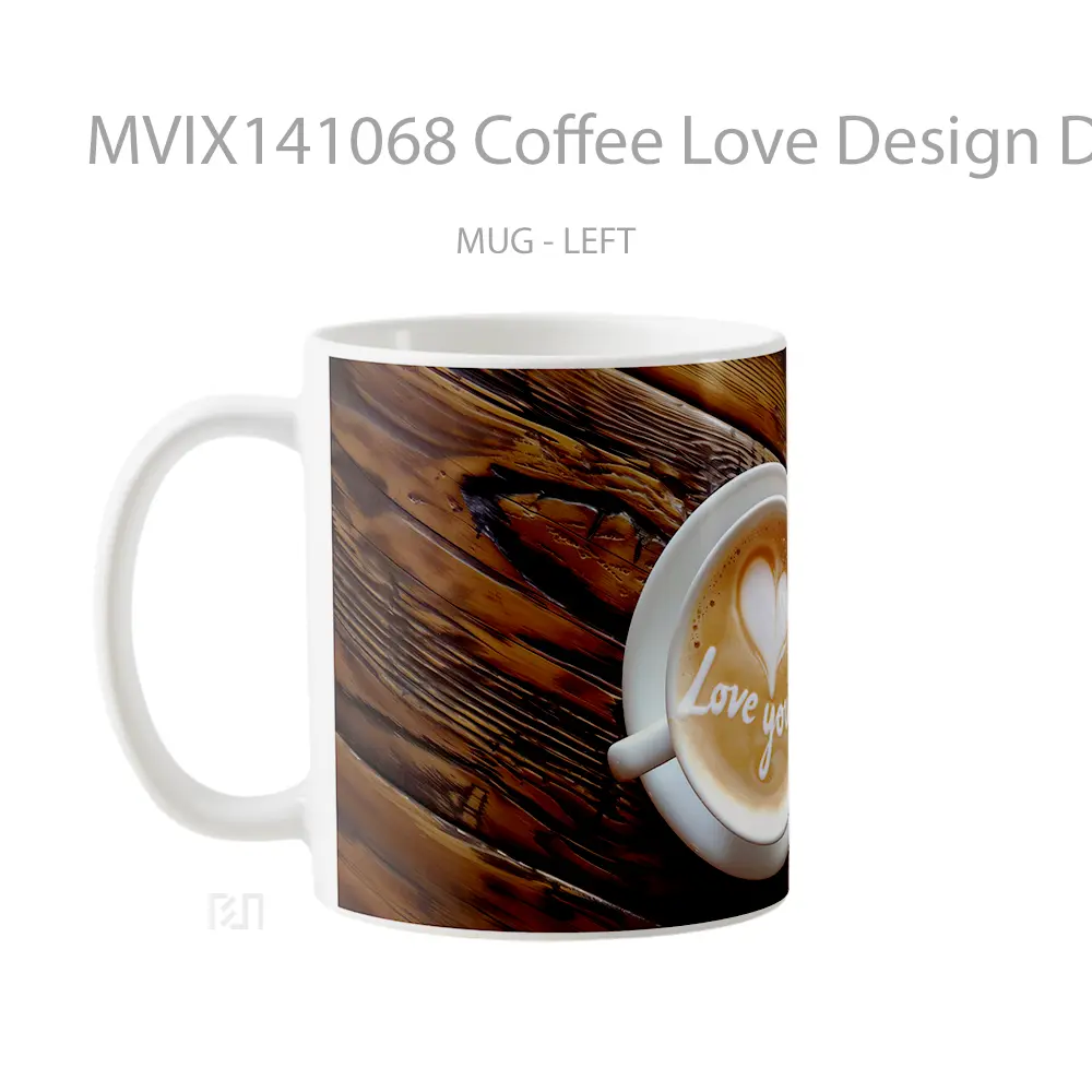 Mug Coffee Love Design Digital Art Mug Pecinta Kopi - All-side / Desain