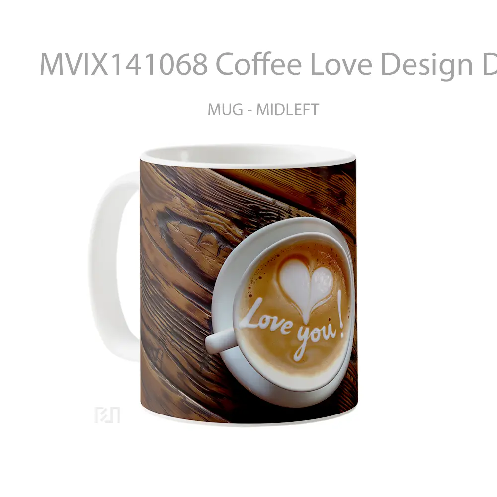 Mug Coffee Love Design Digital Art Mug Pecinta Kopi - All-side / Desain
