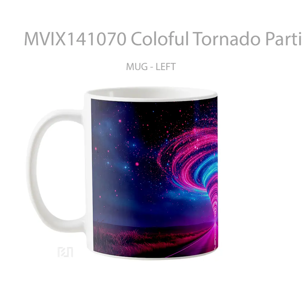 Mug Coloful Tornado Particle Street Digital Art Gelas Keramik Unik - All-side / Desain
