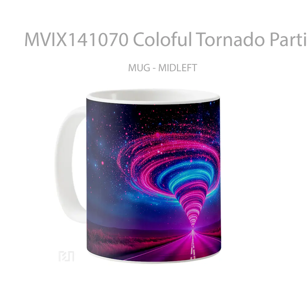 Mug Coloful Tornado Particle Street Digital Art Gelas Keramik Unik - All-side / Desain