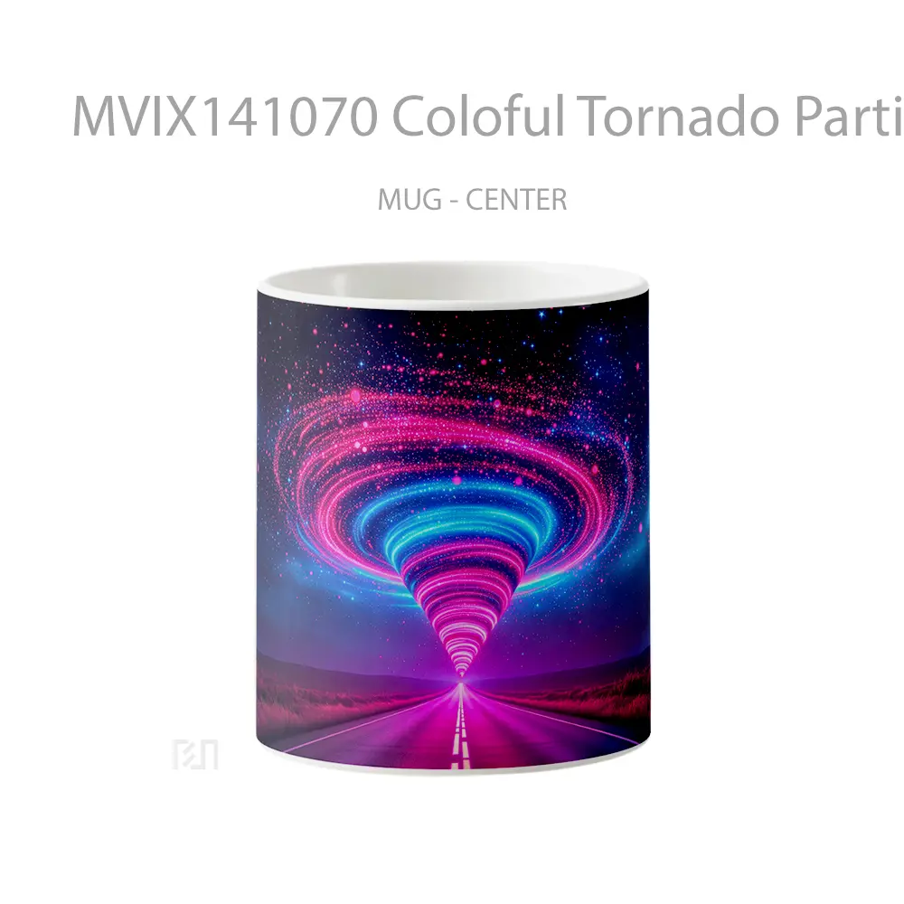 Mug Coloful Tornado Particle Street Digital Art Gelas Keramik Unik