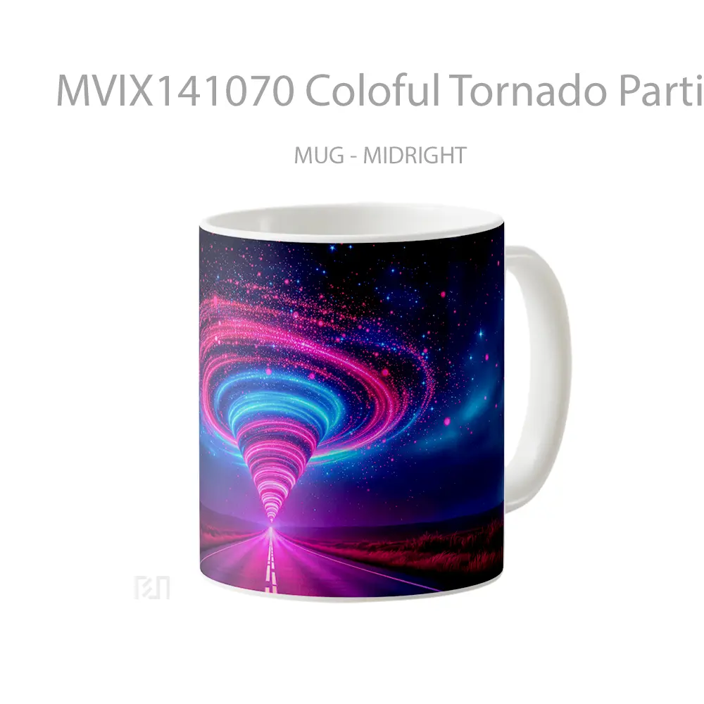 Mug Coloful Tornado Particle Street Digital Art Gelas Keramik Unik - All-side / Desain