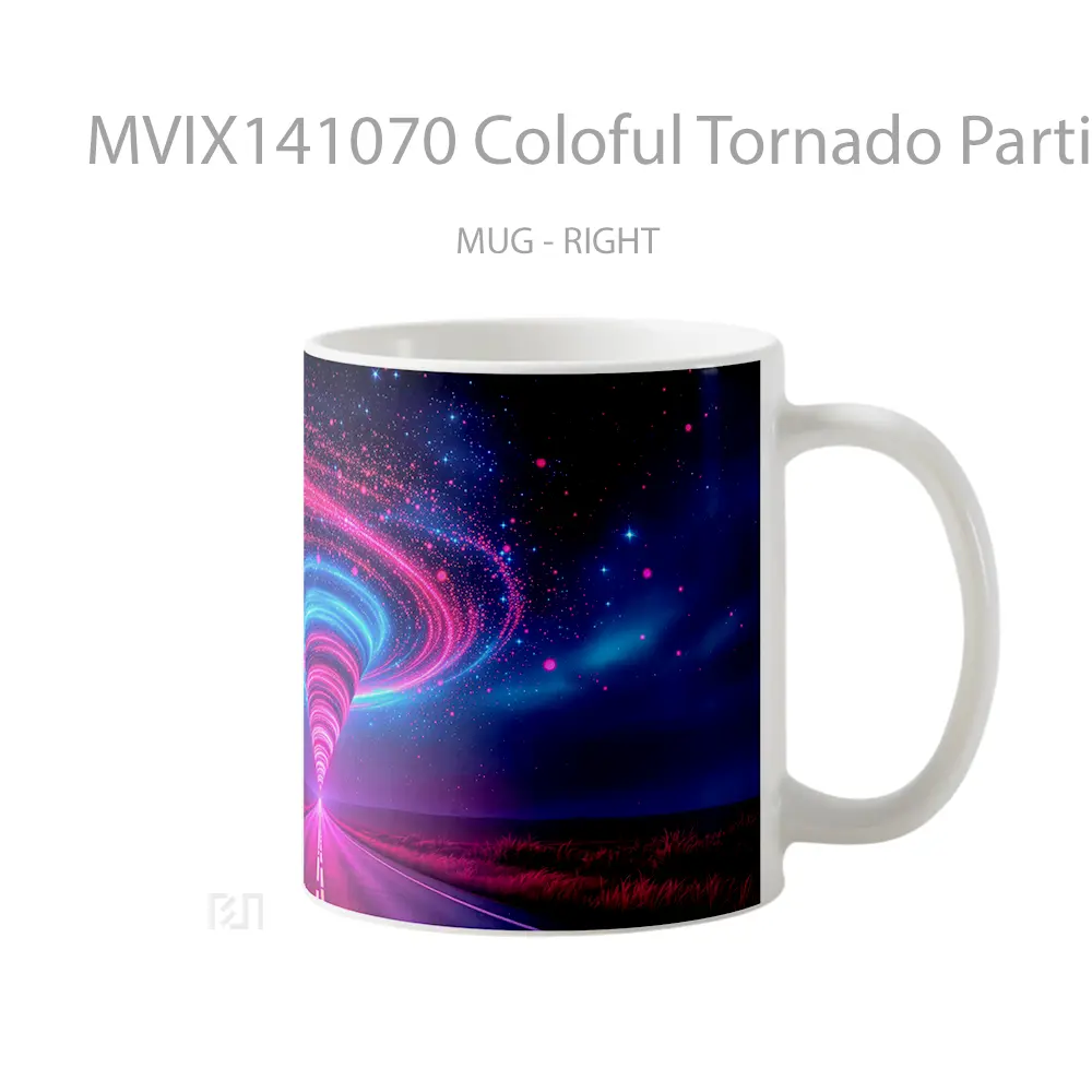 Mug Coloful Tornado Particle Street Digital Art Gelas Keramik Unik - All-side / Desain
