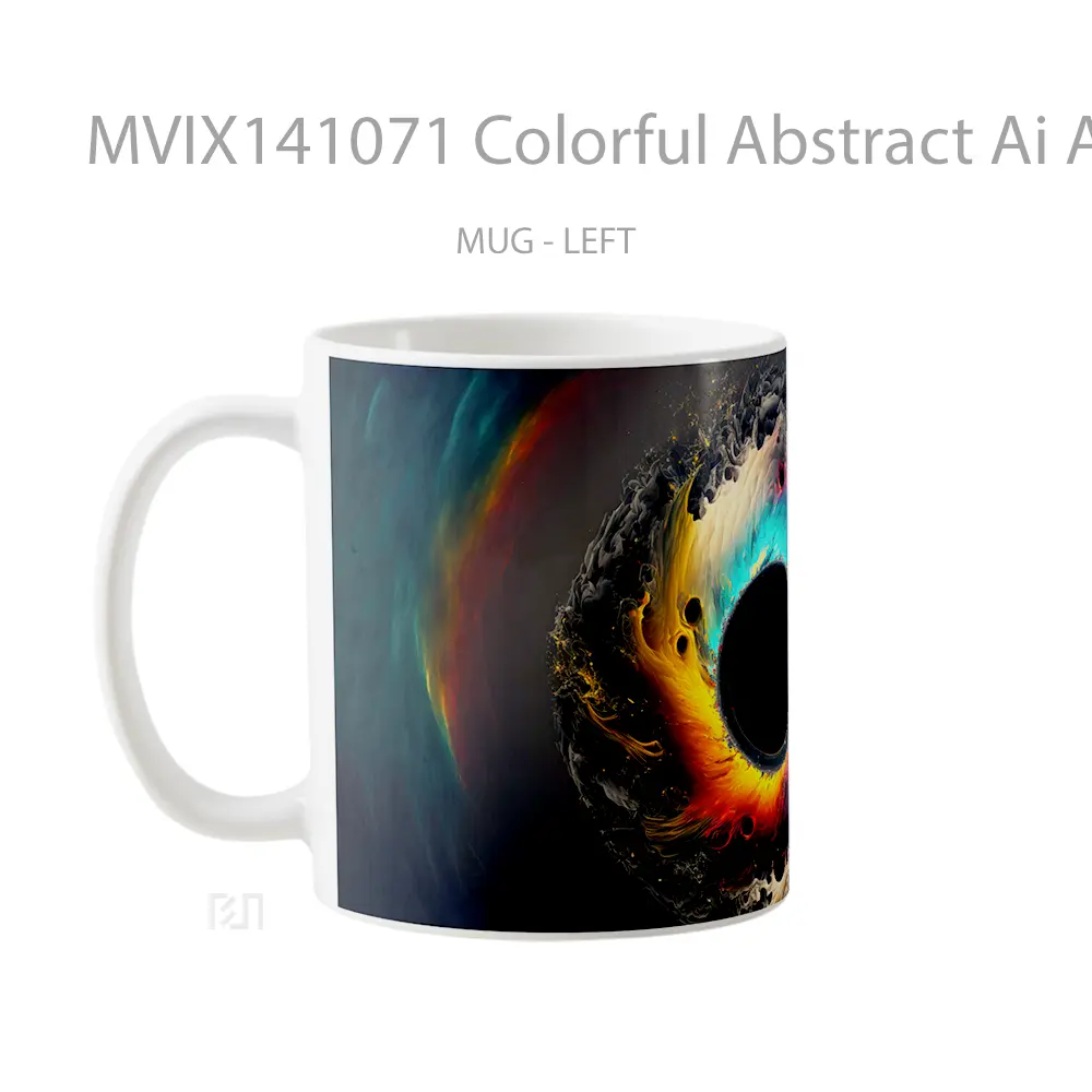 Mug Colorful Abstract Ai Ar Gelas Keramik Unik - All-side / Desain