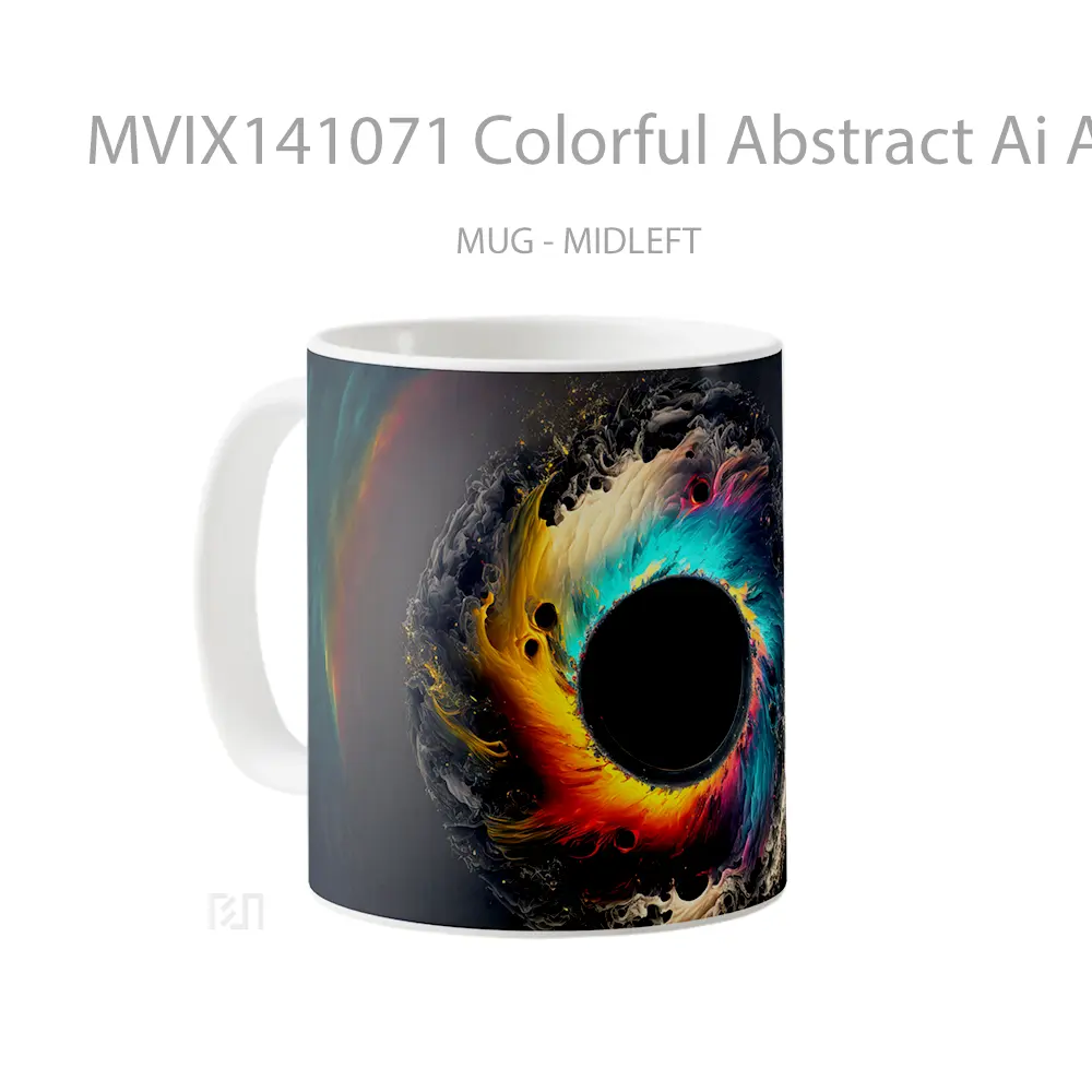 Mug Colorful Abstract Ai Ar Gelas Keramik Unik - All-side / Desain