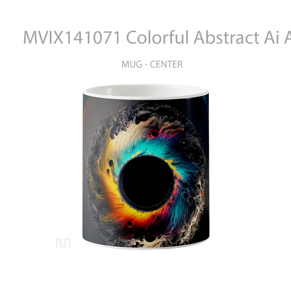 Mug Colorful Abstract Ai Ar Gelas Keramik Unik