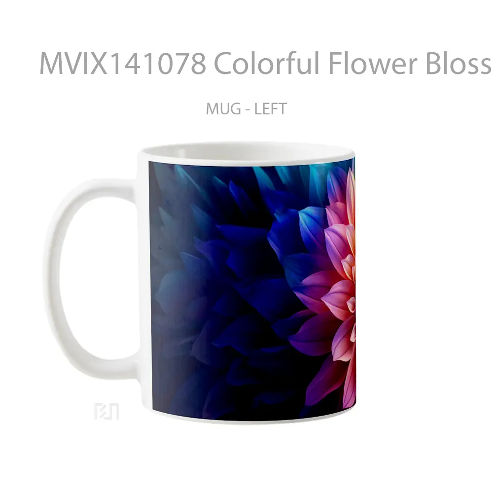 Mug Colorful Flower Blossom Digital Art Gelas Keramik Unik - All-side / Desain