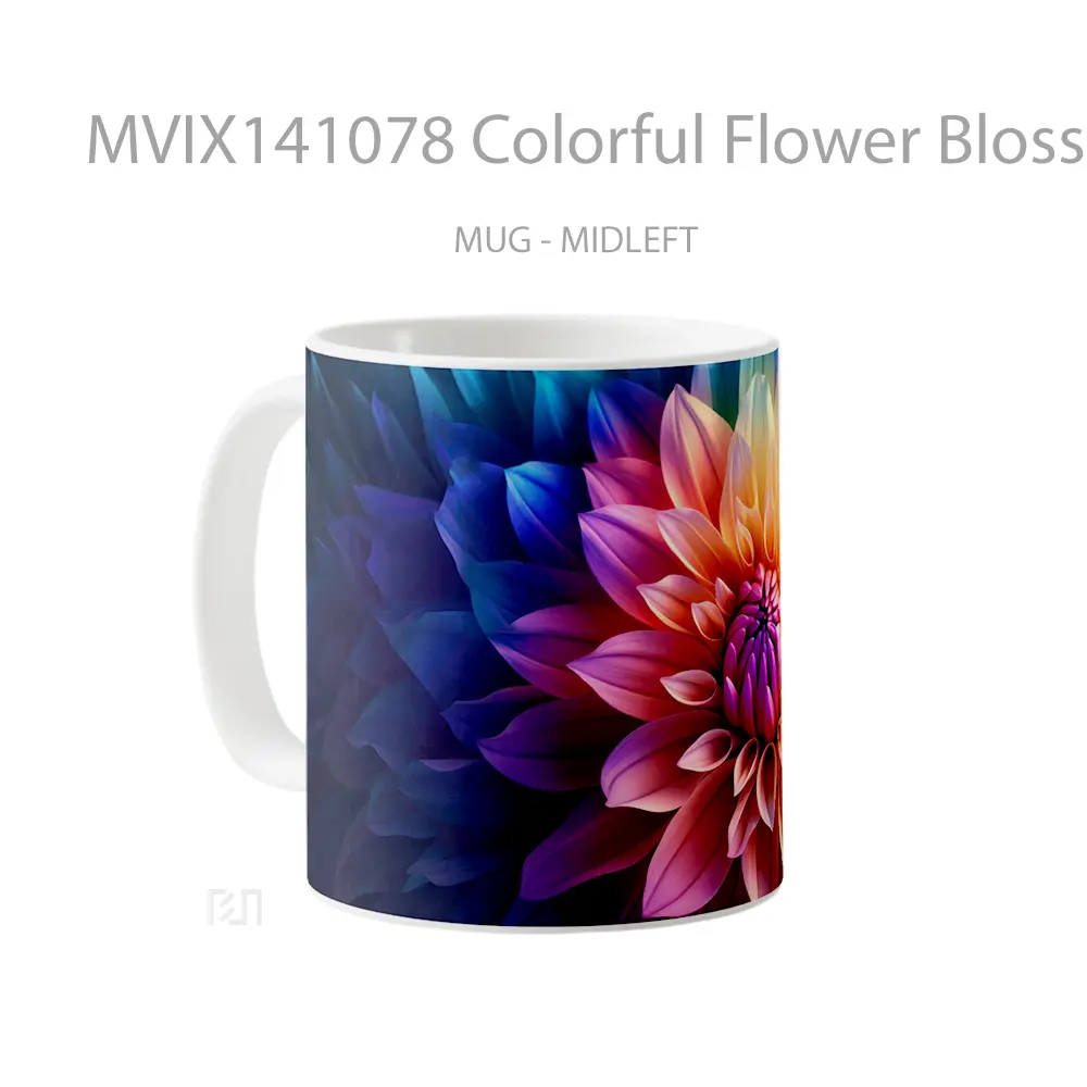 Mug Colorful Flower Blossom Digital Art Gelas Keramik Unik - All-side / Desain