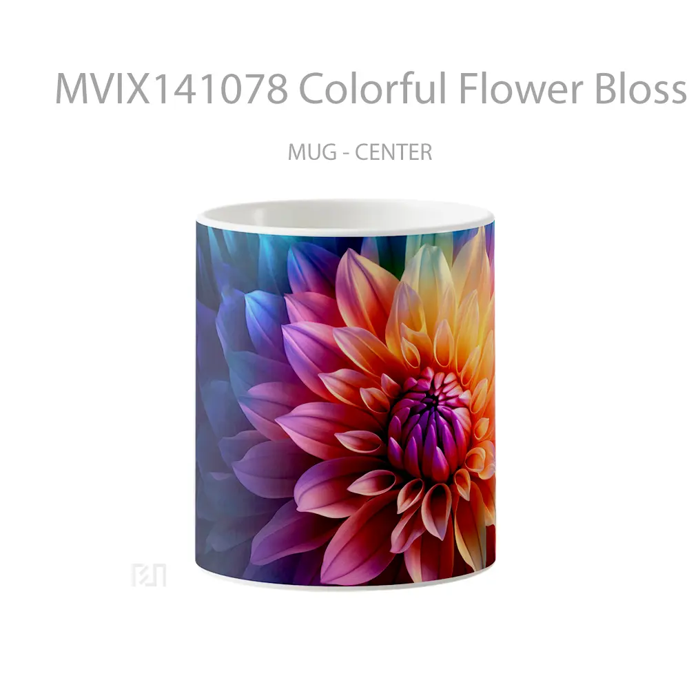 Mug Colorful Flower Blossom Digital Art Gelas Keramik Unik